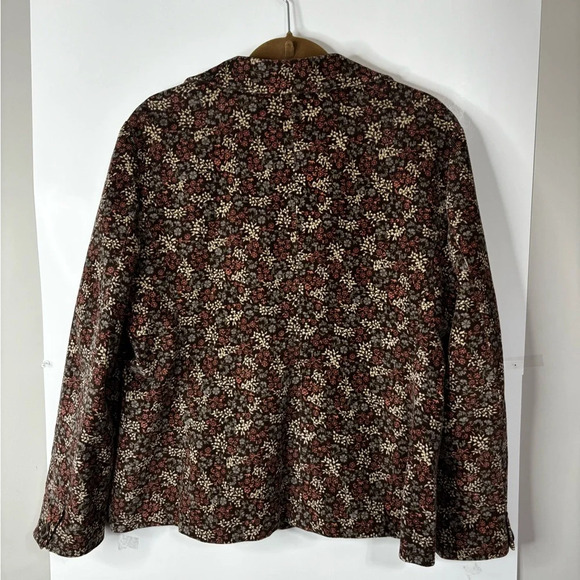 L.L. Bean Blazer Women’s 14P Floral Corduroy Brown Coastal Vintage Buttons - Picture 9 of 9